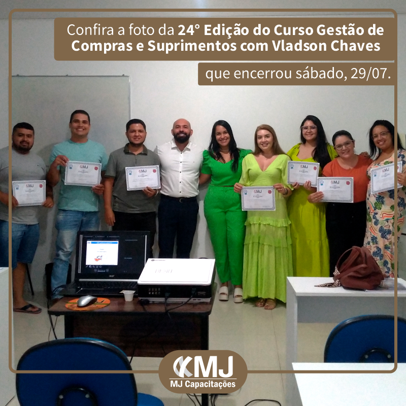 Foto da vigésima quarta edição do Curso Gestão de Compras e Suprimentos com Vladson Chaves