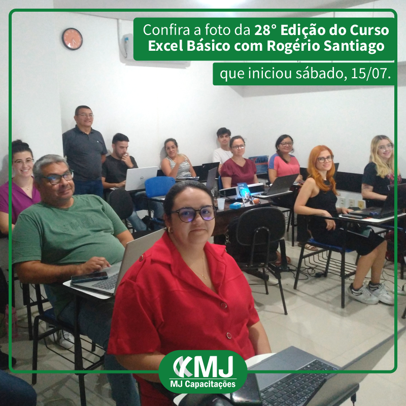 Foto da vigésima oitava edição do Curso Excel Básico com Rogério Santiago