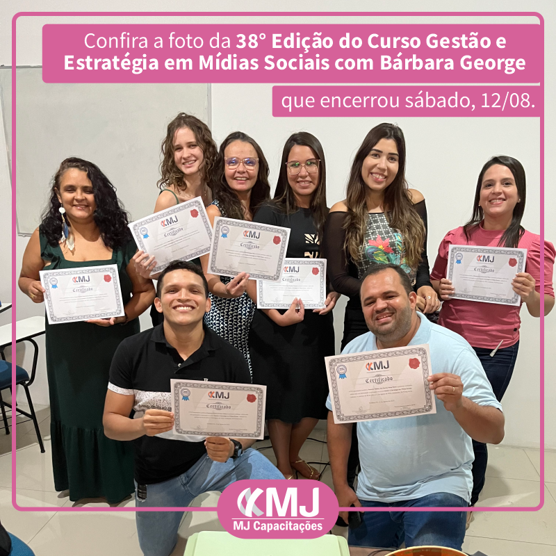 Foto da trigésima oitava edição do Curso Gestão e Estratégia em Mídias Sociais com Bárbara George