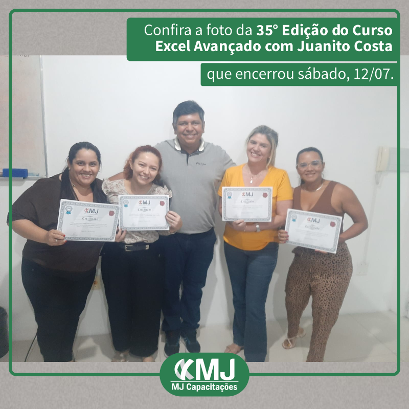 35ª Edição do Curso Excel Avançado com Francisco Juanito