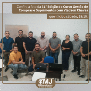 31ª edição do Curso Curso Gestão de Compras e Suprimentos com Vladson Chaves