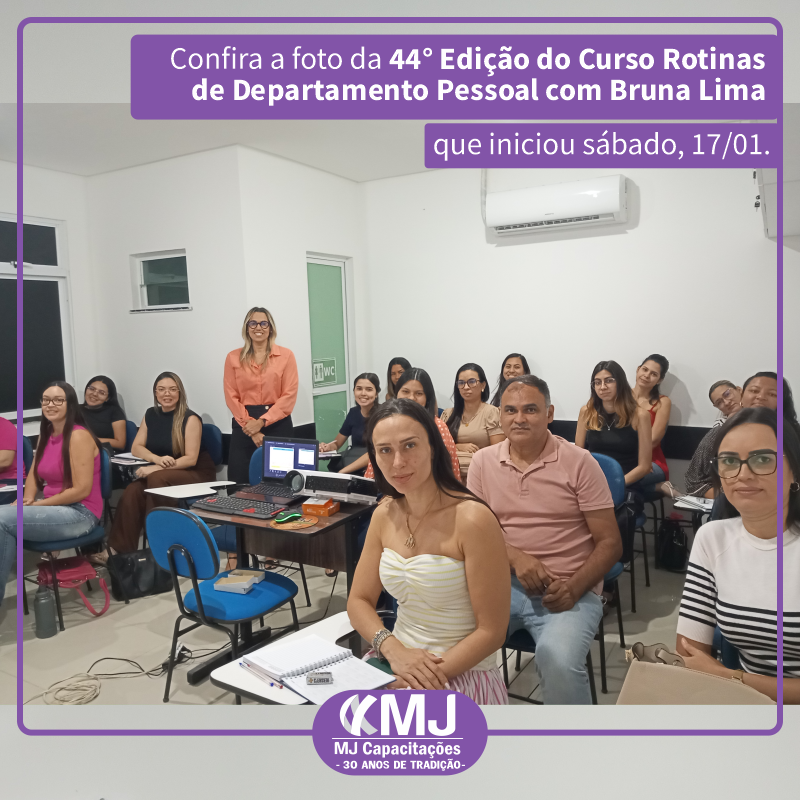 Turma do Curso Rotinas de Departamento Pessoal com Bruna Lima em Janeiro de 2026